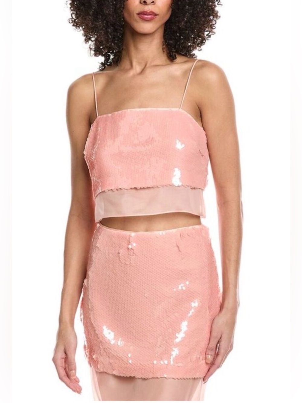 Toccin Gwen Cami in Blush Light Pink - Organza Sequin Top NWT